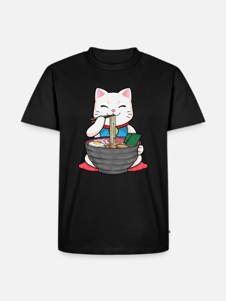 Japan Ramen Noodle Miso Cat Sushi - Herre Premium økologisk T-shirt - sort