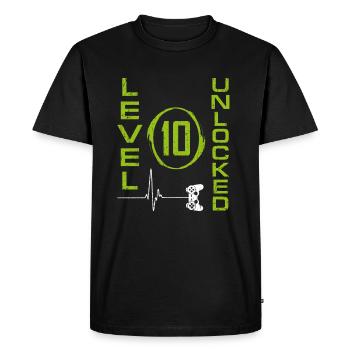 10 ans Gamer Boy niveau 10 débloqué 10e Birt - T-shirt Premium bio Homme - noir - Devant - Nico (187cm)
