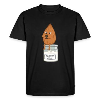 Militants des droits des animaux végétariens végétaliens au lait d'amande - T-shirt Premium bio Homme - noir - Devant - Nico (187cm)