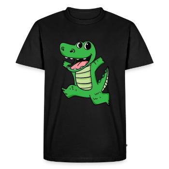 Crocodile mignon heureux drôle - T-shirt Premium bio Homme - noir - Devant - Nico (187cm)