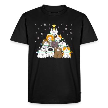 Christmas tree cat kitten fir tree - Men's Premium Organic T-Shirt - black - Front - Nico (187cm)