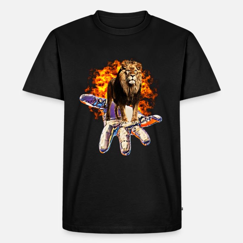 Löwe - Männer Premium Bio T-Shirt - Schwarz