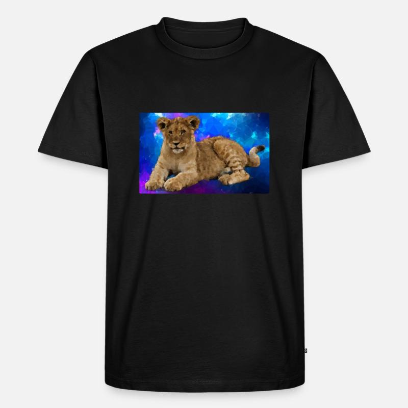 Löwe Polygon - Männer Premium Bio T-Shirt - Schwarz