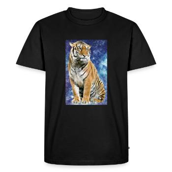 Tiger Polygon - Men's Premium Organic T-Shirt - black - Front - Nico (187cm)
