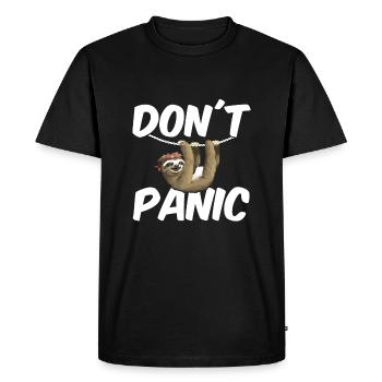 Sloth Don't Panic - Men's Premium Organic T-Shirt - black - Front - Nico (187cm)