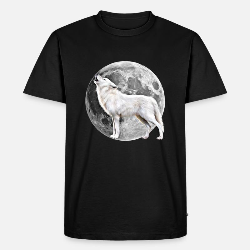Wolf - Männer Premium Bio T-Shirt - Schwarz