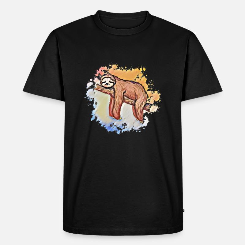 Faultier - Männer Premium Bio T-Shirt - Schwarz