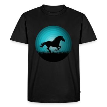 cheval chevaux coeur équitation filles femmes cadeau - T-shirt Premium bio Homme - noir - Devant - Nico (187cm)