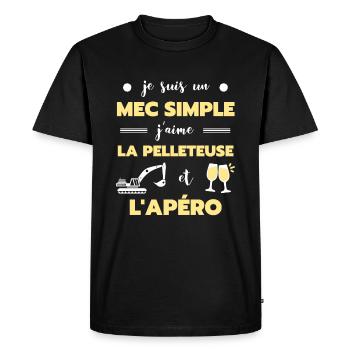 mec simple pelleteuse humour engins de chantier - T-shirt Premium bio Homme - noir - Devant - Nico (187cm)