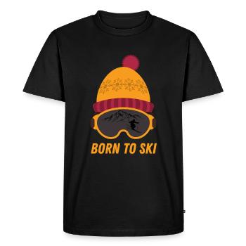 Né pour skier Piste de ski Apres Ski - T-shirt Premium bio Homme - noir - Devant - Nico (187cm)