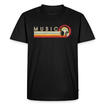 Casque Rétro Cool Vintage Music Lover Rap Prod - T-shirt Premium bio Homme - noir - Devant - Nico (187cm)