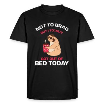 Drôle de paresseux pas pour se vanter mais je suis sorti du lit aujourd’hui - T-shirt Premium bio Homme - noir - Devant - Nico (187cm)