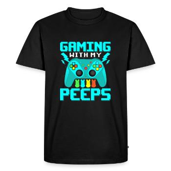 Gaming Quote Gaming With My Peeps Gaming - Men's Premium Organic T-Shirt - black - Front - Nico (187cm)