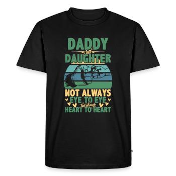 Fête des Pères Citation Papa Fille Pas Toujours Oeil Ey - T-shirt Premium bio Homme - noir - Devant - Nico (187cm)