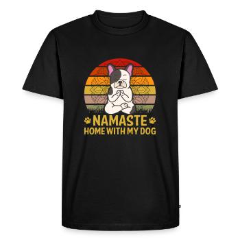 Citation de yoga Namaste Home With My Dog - T-shirt Premium bio Homme - noir - Devant - Nico (187cm)