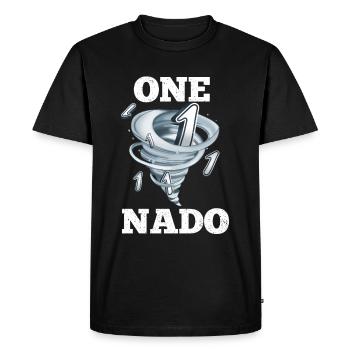 Tornade du 1er anniversaire - T-shirt Premium bio Homme - noir - Devant - Nico (187cm)