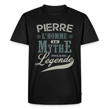 Pierre L homme le mythe la légende humour prénom - T-shirt Premium bio Homme - noir - Devant - Nico (187cm)