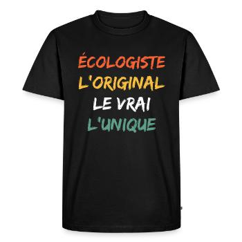 Humour écologiste - T-shirt Premium bio Homme - noir - Devant - Nico (187cm)