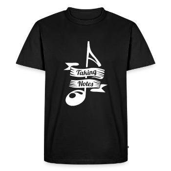 Jeu de mots Notes Faire des notes Porter cadeau - T-shirt Premium bio Homme - noir - Devant - Nico (187cm)