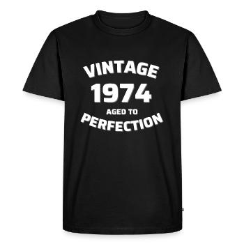t shirt vintage 1974 humour anniversaire 1974 - T-shirt Premium bio Homme - noir - Devant - Nico (187cm)