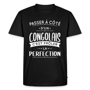 Congolais - Frôler la perfection - Congo - T-shirt Premium bio Homme - noir - Devant - Nico (187cm)