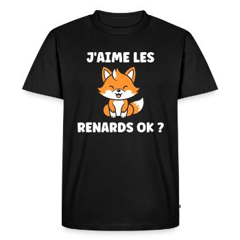 J'aime les renards - T-shirt Premium bio Homme - noir - Devant - Nico (187cm)