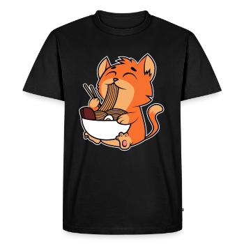 Cat Ramen Noodles - Men's Premium Organic T-Shirt - black - Front - Nico (187cm)