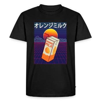 Vaporwave Orange Milk - Men's Premium Organic T-Shirt - black - Front - Nico (187cm)