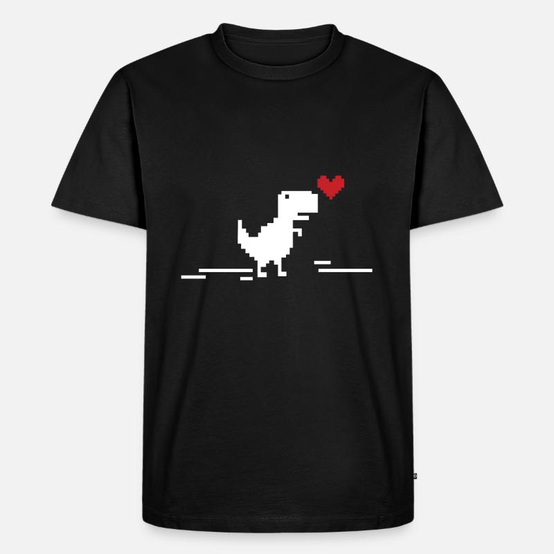 Pixel Dino Nerd - Männer Premium Bio T-Shirt - Schwarz