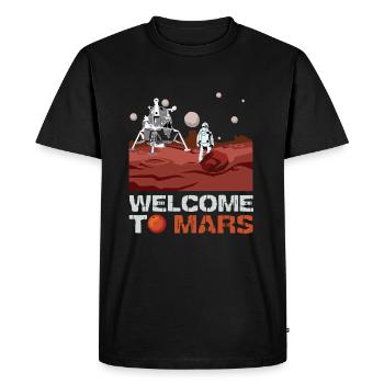 Mars Welcome - Men's Premium Organic T-Shirt - black - Front - Nico (187cm)