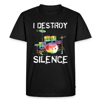 Le batteur détruit le silence - T-shirt Premium bio Homme - noir - Devant - Nico (187cm)