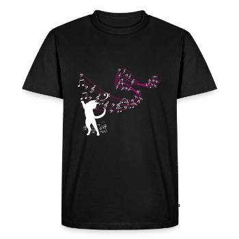 Cat attrape des notes de musique - T-shirt Premium bio Homme - noir - Devant - Nico (187cm)