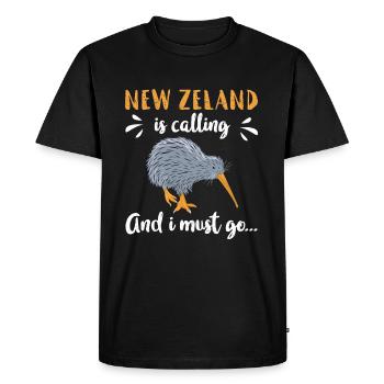 La Nouvelle-Zélande appelle - T-shirt Premium bio Homme - noir - Devant - Nico (187cm)