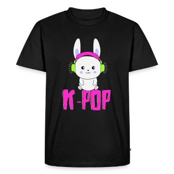 Musique de lapin K-pop - T-shirt Premium bio Homme - noir - Devant - Nico (187cm)
