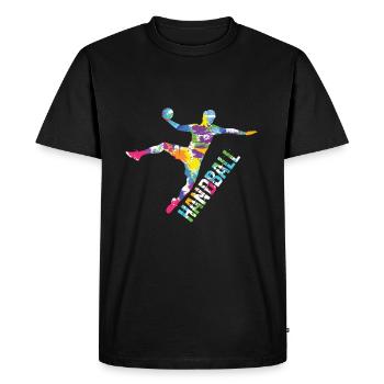 Saut de handball - T-shirt Premium bio Homme - noir - Devant - Nico (187cm)