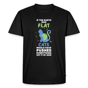 Flat earth cat owner funny - Men's Premium Organic T-Shirt - black - Front - Nico (187cm)