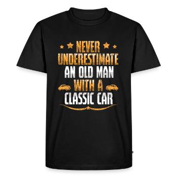 Vieil homme avec une voiture classique - T-shirt Premium bio Homme - noir - Devant - Nico (187cm)