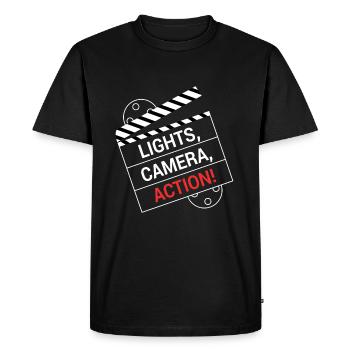 Caméra d’action de lumière - T-shirt Premium bio Homme - noir - Devant - Nico (187cm)