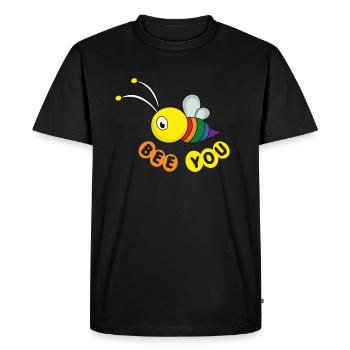 Rainbow Bee Love Gay Pride LGBT Pride Month - Men's Premium Organic T-Shirt - black - Front - Nico (187cm)