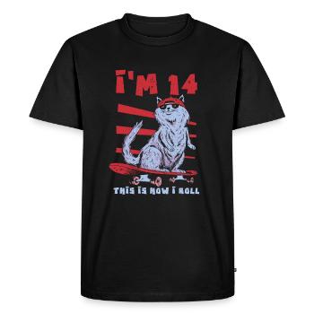 Âge 14 ans Naissance Street Cat Skating Skate Skater - T-shirt Premium bio Homme - noir - Devant - Nico (187cm)