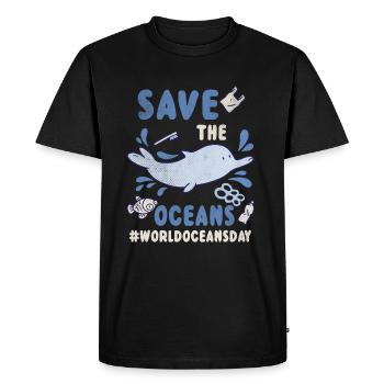 Journée Dolphin Planet Water Protect Save Oceans - T-shirt Premium bio Homme - noir - Devant - Nico (187cm)
