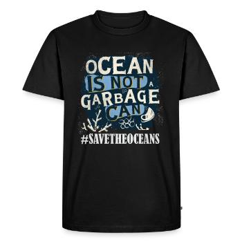 Pas de déchets Planète L’eau sauve la journée des océans - T-shirt Premium bio Homme - noir - Devant - Nico (187cm)