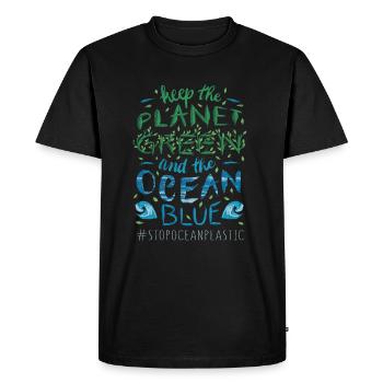 Keep Planet Protect Save Stop Journée des océans en plastique - T-shirt Premium bio Homme - noir - Devant - Nico (187cm)