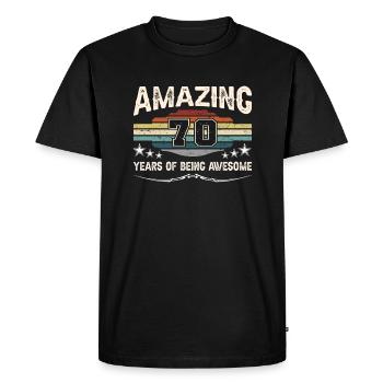 Retro Vintage 70 Years Of Being Awesome - Men's Premium Organic T-Shirt - black - Front - Nico (187cm)
