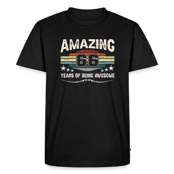 Rétro Vintage 66 ans d’être génial - T-shirt Premium bio Homme - noir - Devant - Nico (187cm)