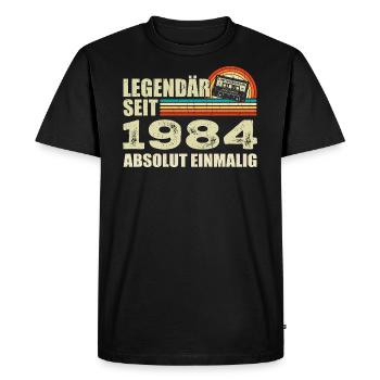 Légendaire depuis 1984 - absolument unique - T-shirt Premium bio Homme - noir - Devant - Nico (187cm)