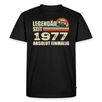 Légendaire depuis 1977 - absolument unique - T-shirt Premium bio Homme - noir - Devant - Nico (187cm)