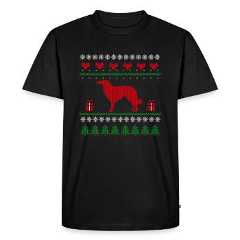 Noël laide Noël Barzoï Lévrier - T-shirt Premium bio Homme - noir - Devant - Nico (187cm)