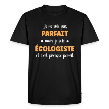 Humour écologiste - T-shirt Premium bio Homme - noir - Devant - Nico (187cm)