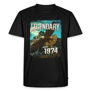 Légendaire depuis 1974 - T-shirt Premium bio Homme - noir - Devant - Nico (187cm)